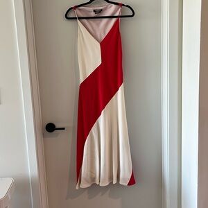 Red and cream Calvin Klein dress